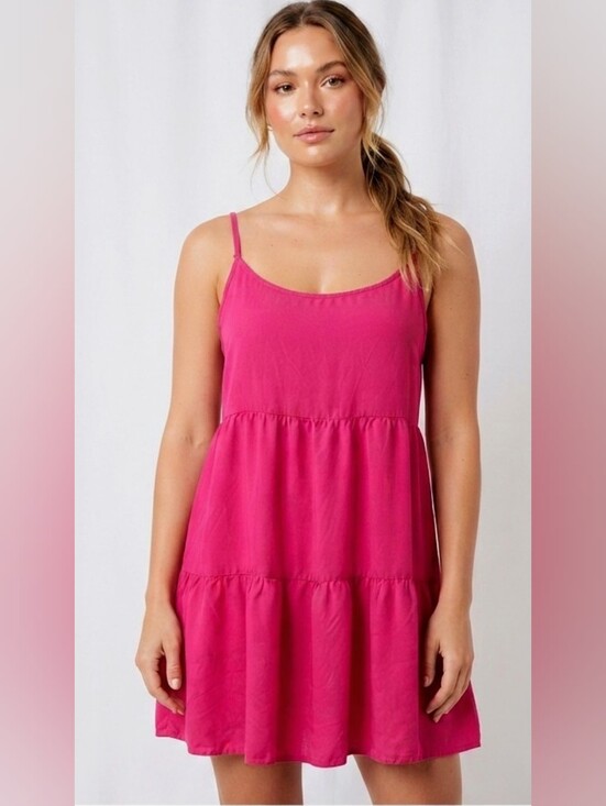 American Eagle Outfitters Dresses & Skirts - American Eagle 100% Viscose Pink Tiered Mini Dress Medium